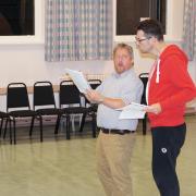 BrassNeck Theatre rehearsals for The Addams Family. Richard Lloyd (left) who plays Gomez Addams and Jason Evens (right) who plays Lurch.