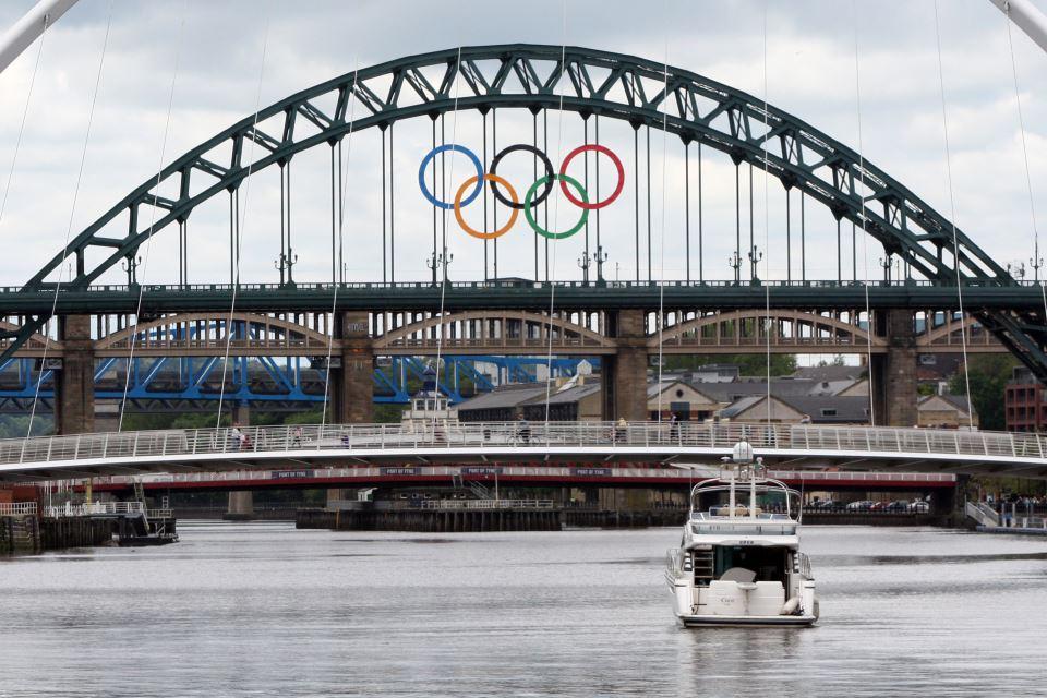 Newcastle and Gateshead are the latest places to join the party with giant Olympic rings on the iconic Tyne Bridge...