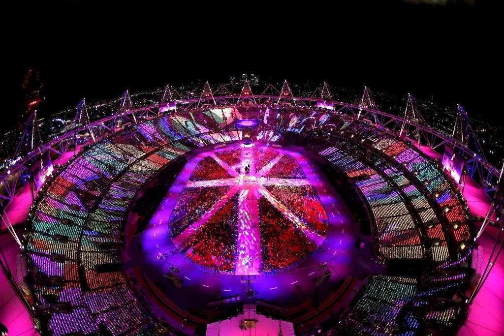 Light show: the Olympic Closing Ceremony....