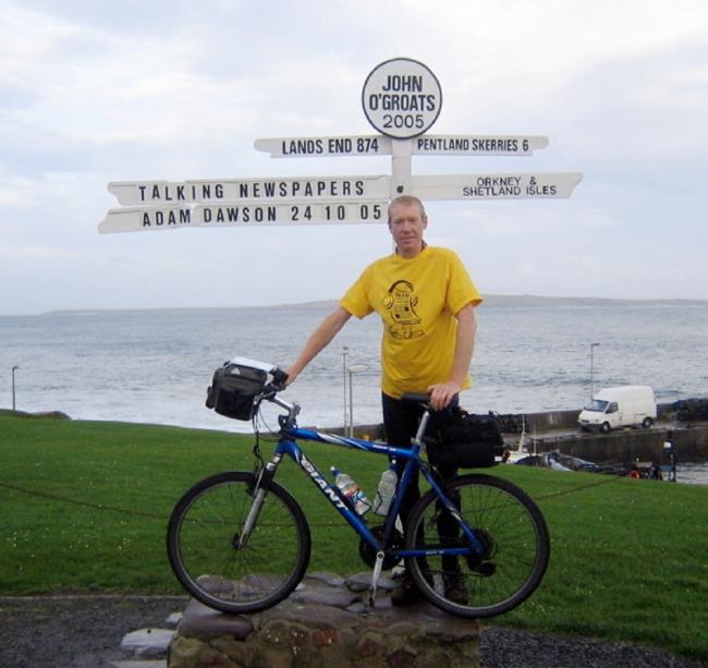Former Otley Scout Adam Dawson, who will set off in March to walk the length of the UK, pictured at John O’ Groats at the end of his last big fundraiser