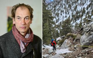 Human remains have been found in the area Julian Sands went missing. Right picture shows ground searches for the Otley-born actor in the San Gabriel mountains on February 18