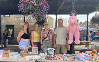 The Friends of Weston Park stall in Otley, raising funds to improve the playpark on Meagill Rise in Otley