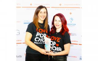 Love Pop Choir director and founder, Lauren Elliott, and choir director, Joanne Ward, accepted the award at Hazelwood Castle